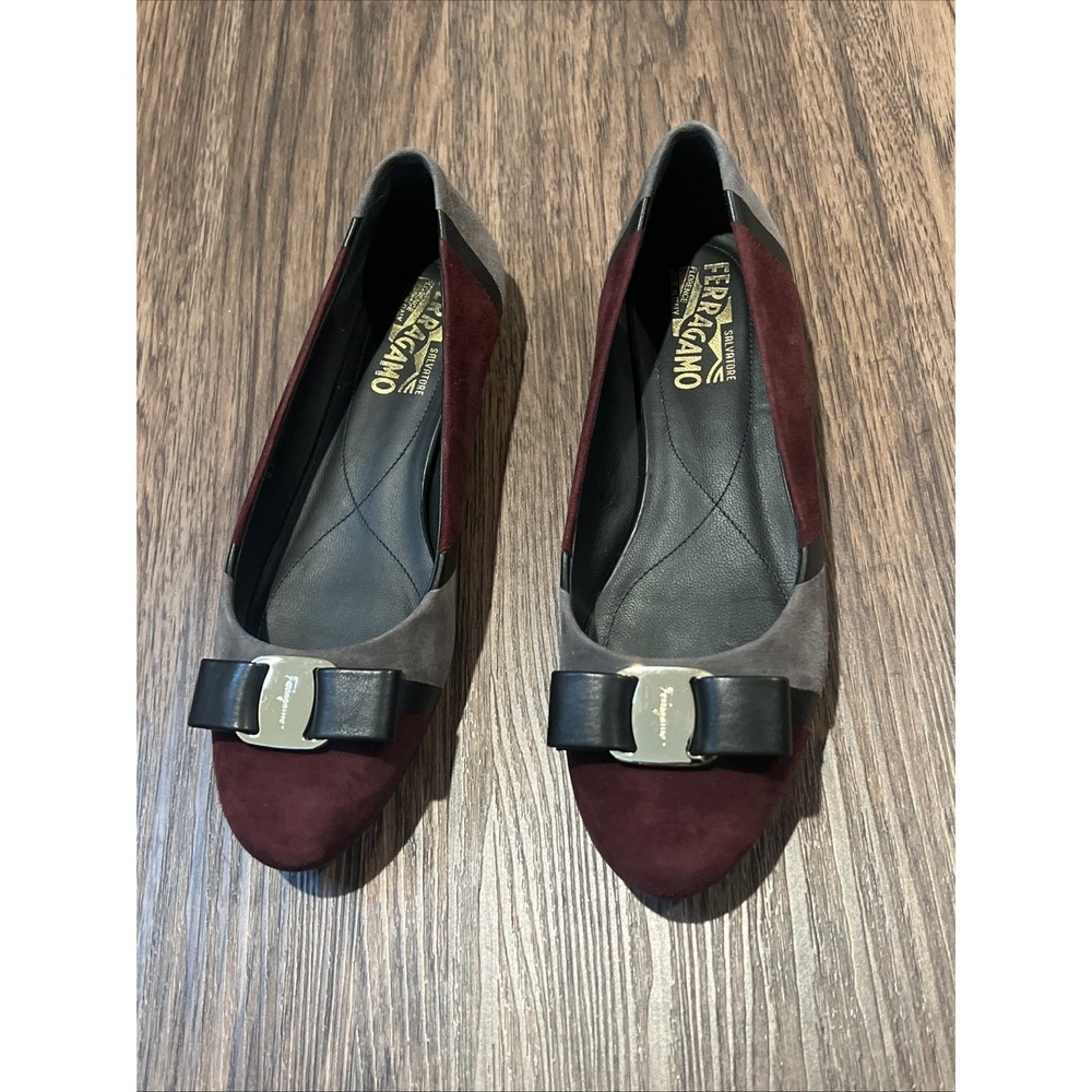 Salvatore Ferragamo Vara ballet flats shoes Suede size 7 - Picture 5 of 16
